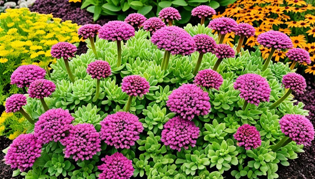 Sedum Autumn Joy in garden