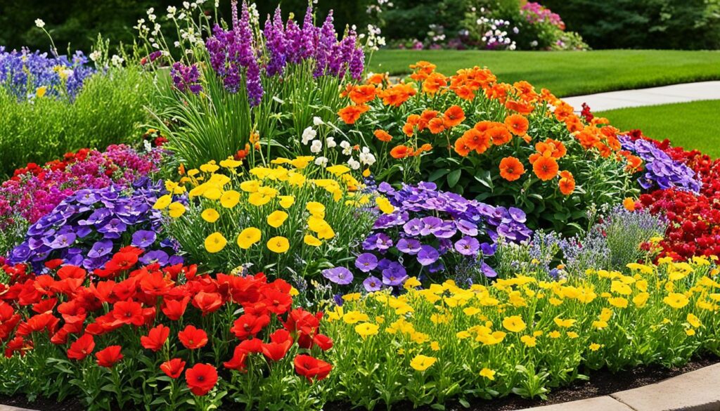 Vibrant Annuals in Raised Flowerbeds