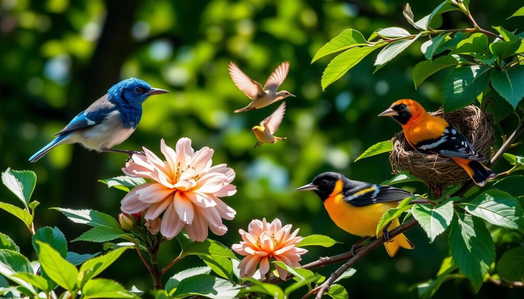 Rare birds in New York garden