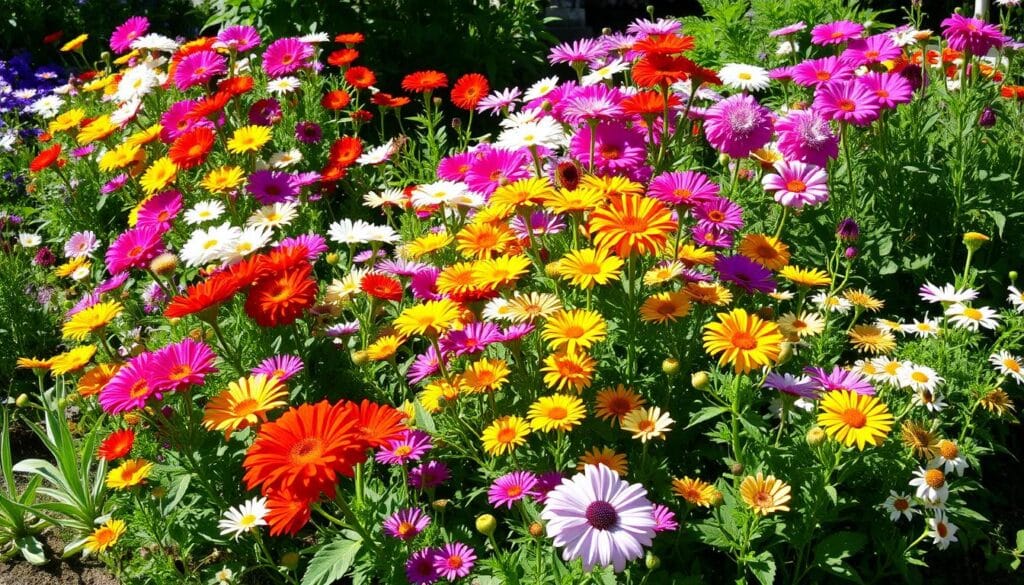 Colorful borders with continuous blooms