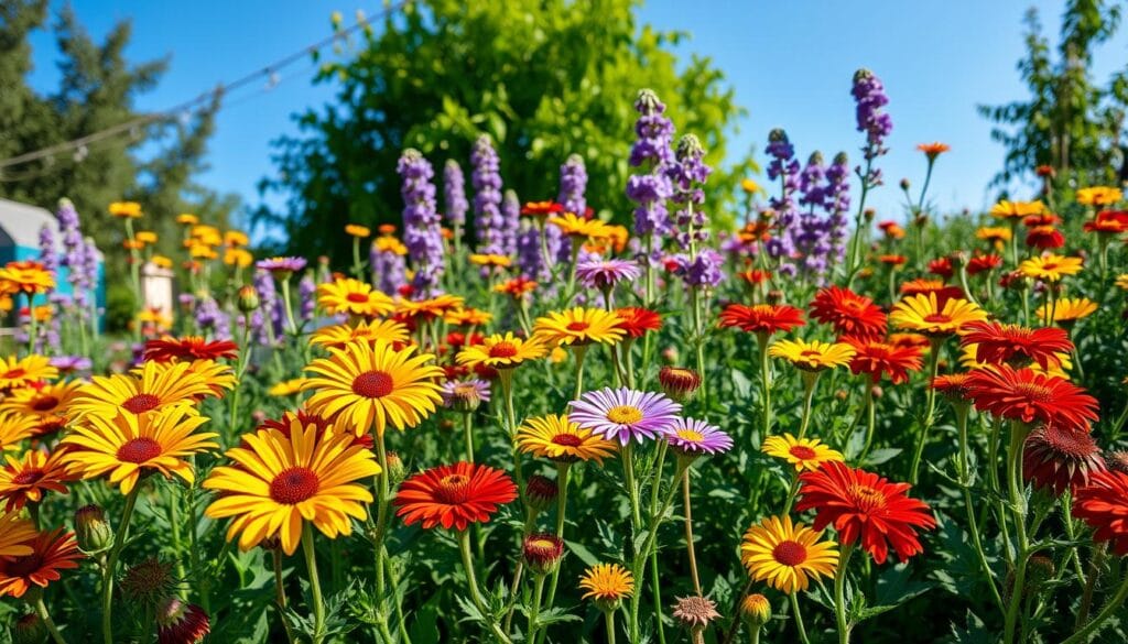 Drought-tolerant perennials in a summer garden