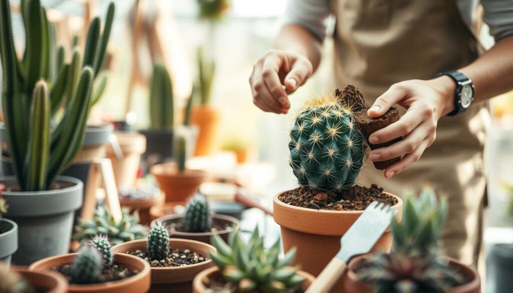 Cactus repotting