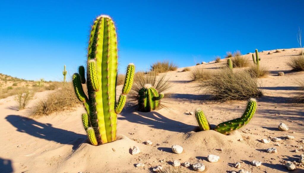 Ladyfinger cactus in full sun