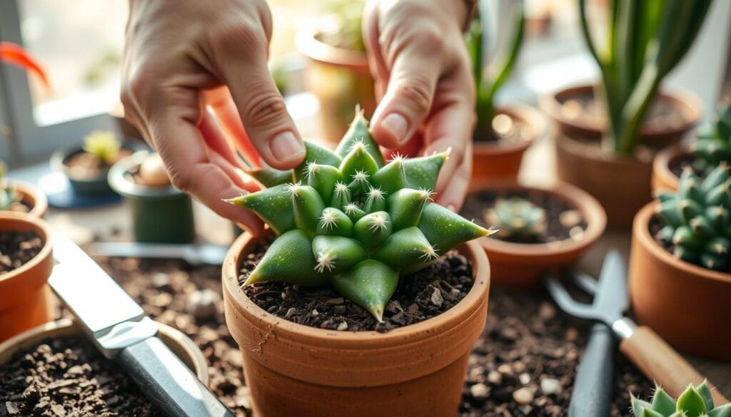 Star cactus repotting